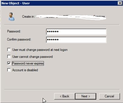 User object password